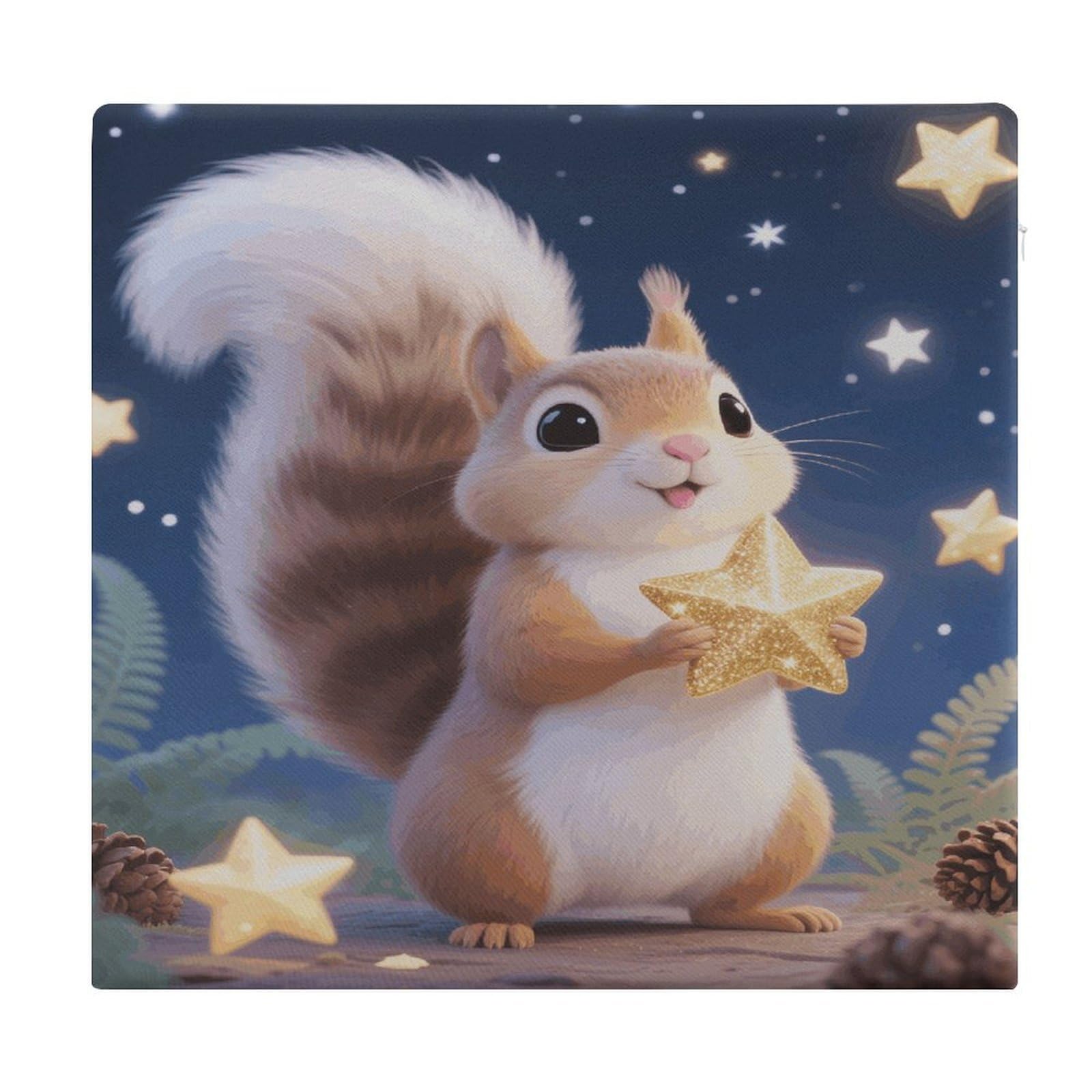VstaDank Cute Squirrel Star Cushions Memory Dining Chairs Cushion Non Slip Car Seat Cushions Indoo Dining Room Square Chair Pads with Zipper and Removable Cover Cushion