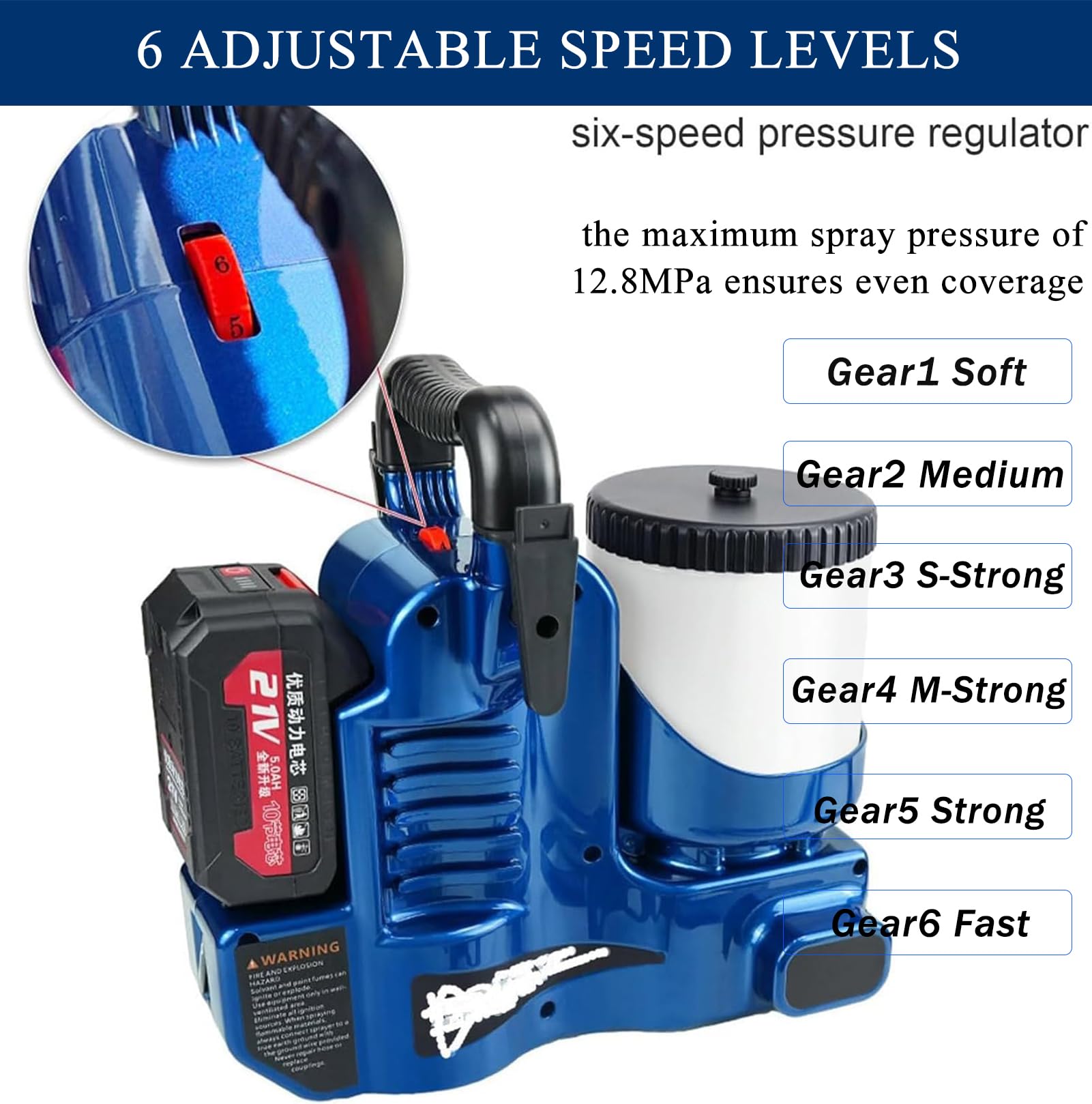 Spruzzatore di Vernice Airless Ad Alta Pressione, Verniciatore A Spruzzo Professionale Portatile, 550W, Senza Fili, Design Ergonomico con Cintura, Utilizzato per Mobili,Blue