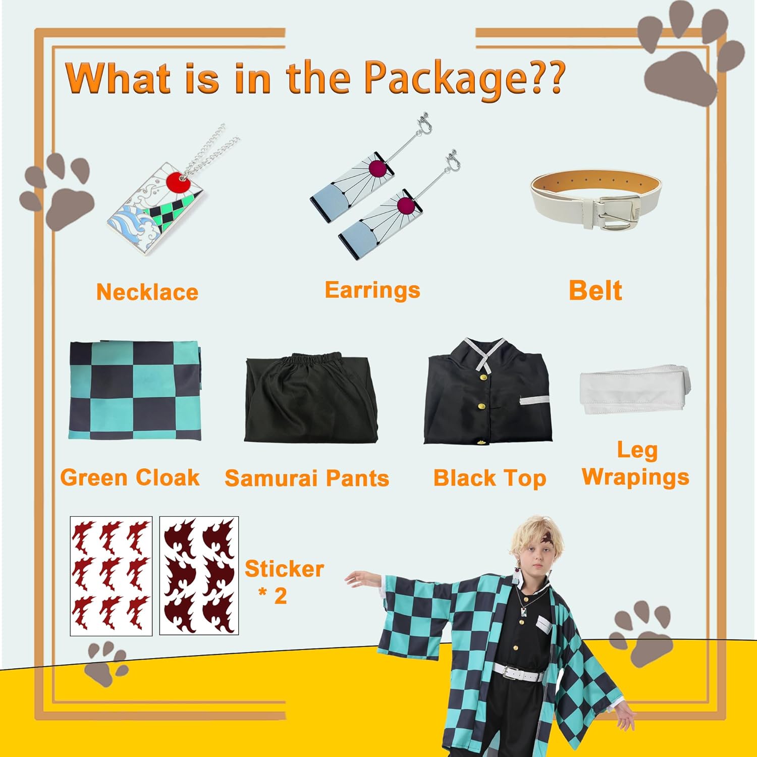 Halloween Cosplay Costumes Green Anime Kimono Outfits Cape Festival Uniform Dress Up for Boys Men - Image 2