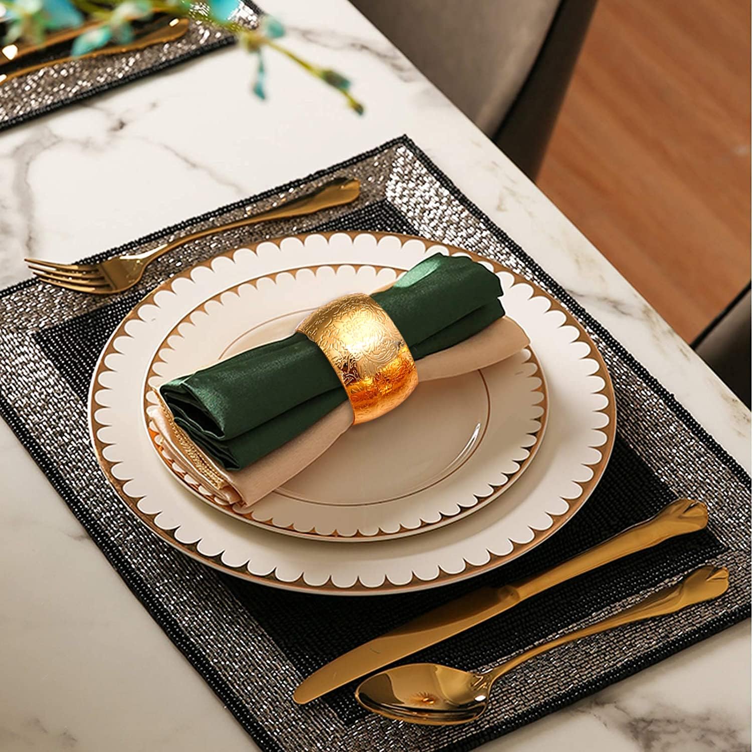 Napkin Rings - Round Napkin Holder Rings for Dinning Table Parties Weddings Family Gather- Holiday Banquet Christmas Dinner Serviette Buckles Decor (20 Set Gold)