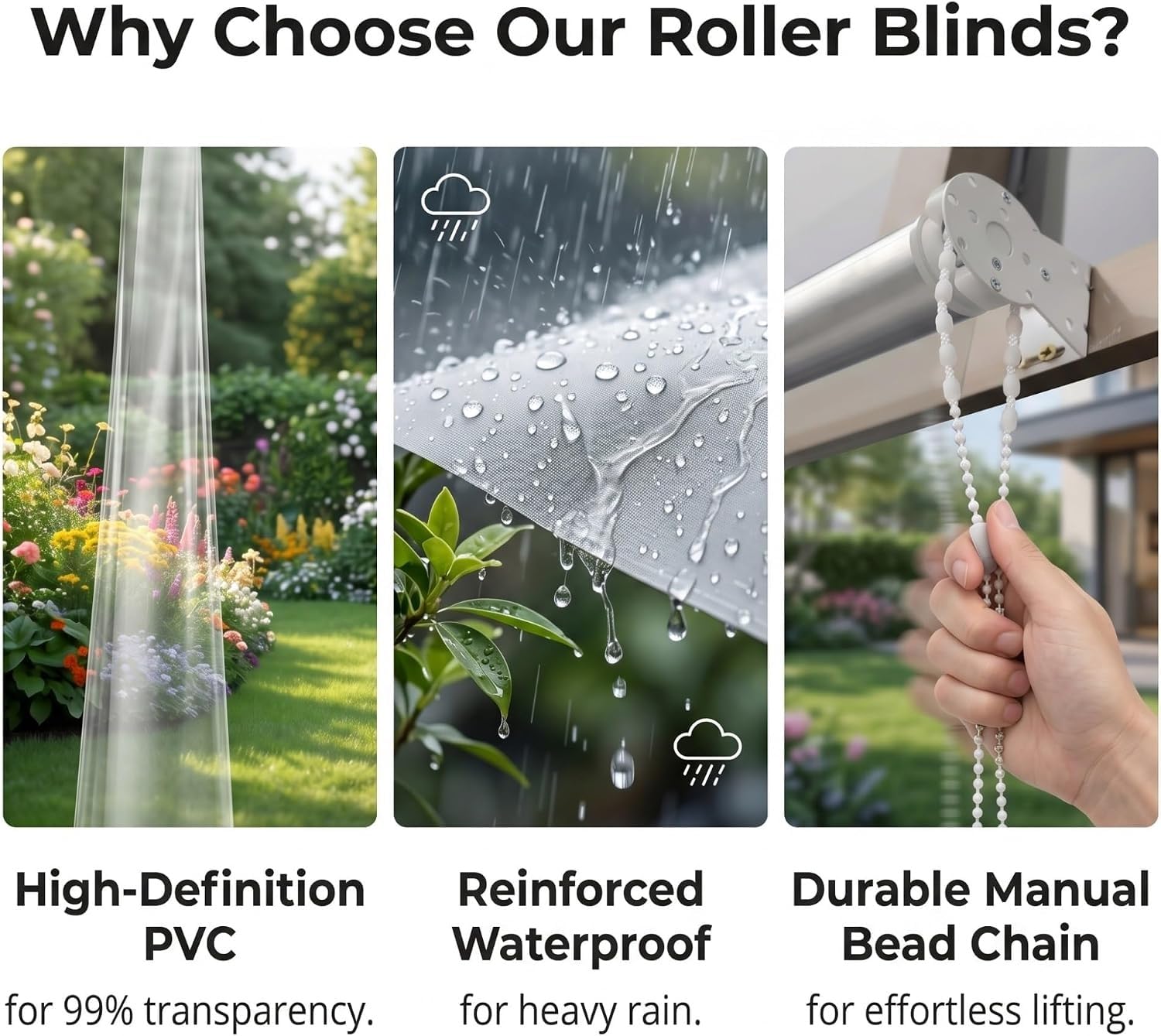 Store Enrouleur Transparent et Imperméable, Volets Roulants Exterieur PVC | Stores à Enroulement, Rideau de Séparation Clairs en plastique pour pergola Fenêtres, Anti-poussière(140x120cm)