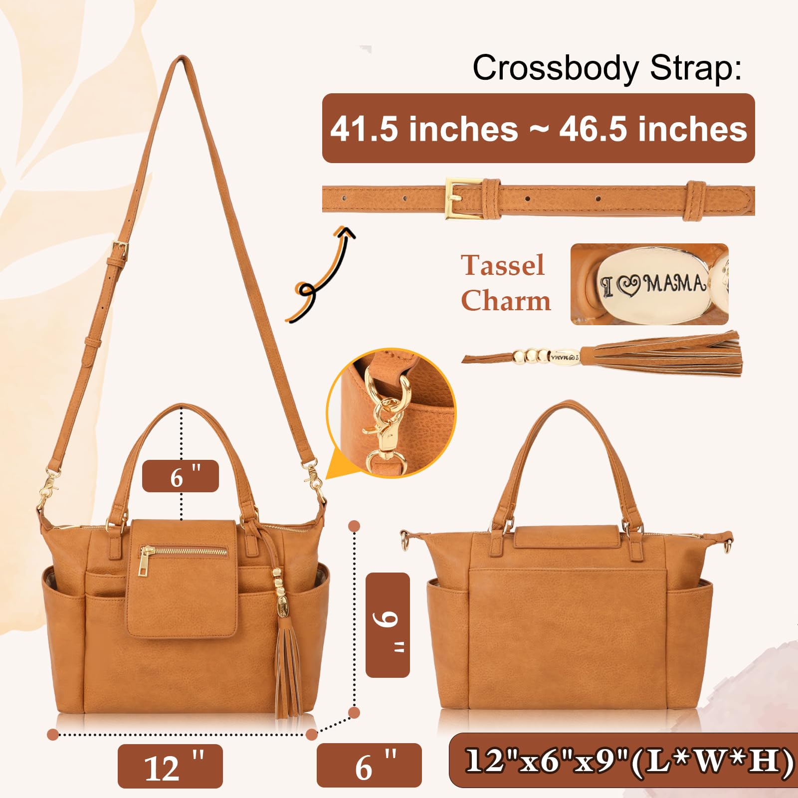 Omanmoli Bolsa de pañales de piel, bolsa de pañales grande, bolsa de viaje para bebé
