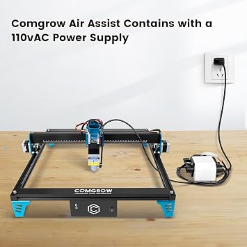 Comgrow Air Assist for Laser Cutter and Engraver,Air Assist Pump Kit with Adjustable 30L/Min,for CNC Cutting and Laser Engraving,Remove Smoke and Dust,Protect Laser Lens, Reduce Surface Temperature