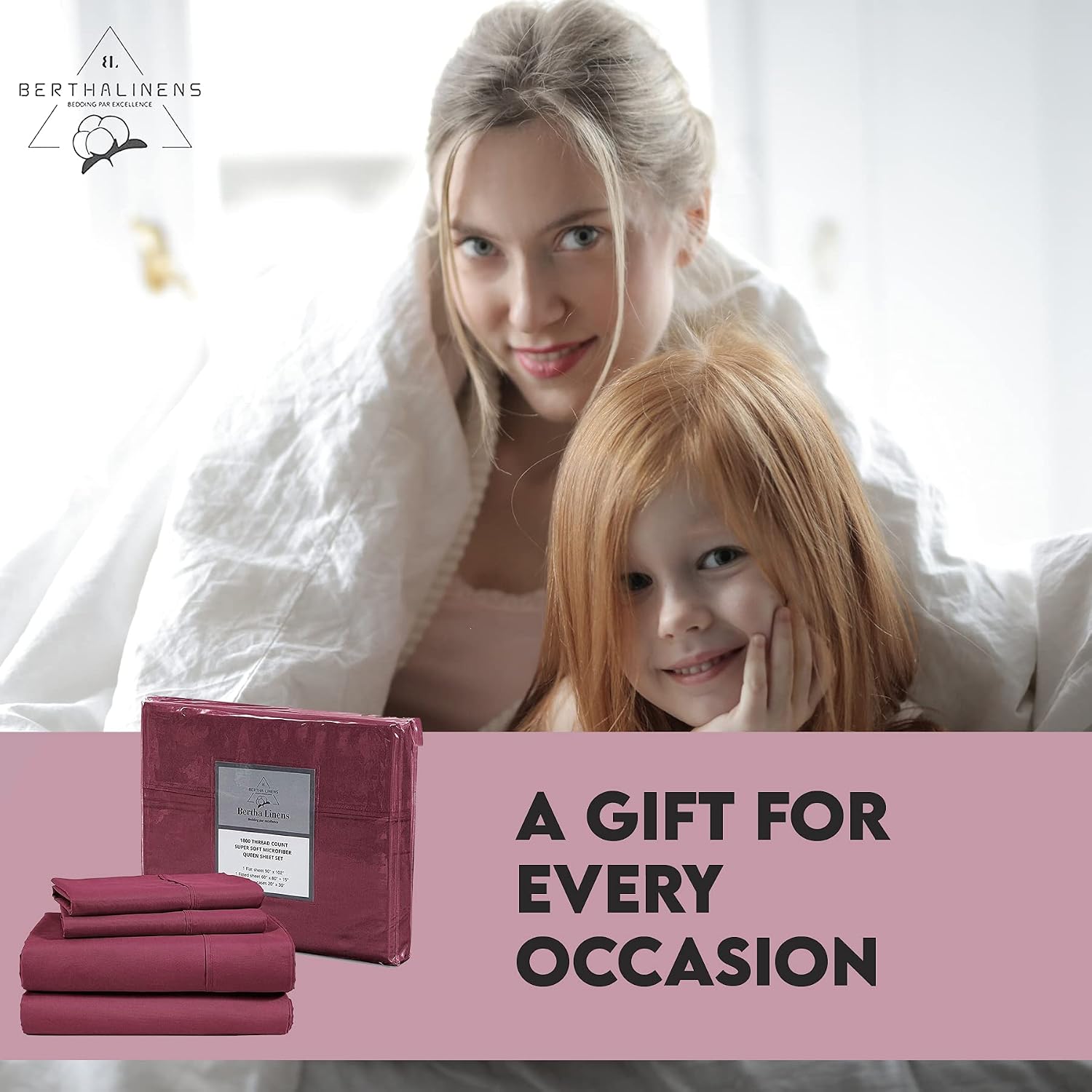 BERTHALINENS California King Size Sheets Set - 1800 Thread Count Hotel-Quality Luxury Bedding Sheets & Pillowcases - Soft, Breathable, Hypoallergenic Microfiber - Deep Pockets, Fully Elastic - 4-Piece, Burgundy