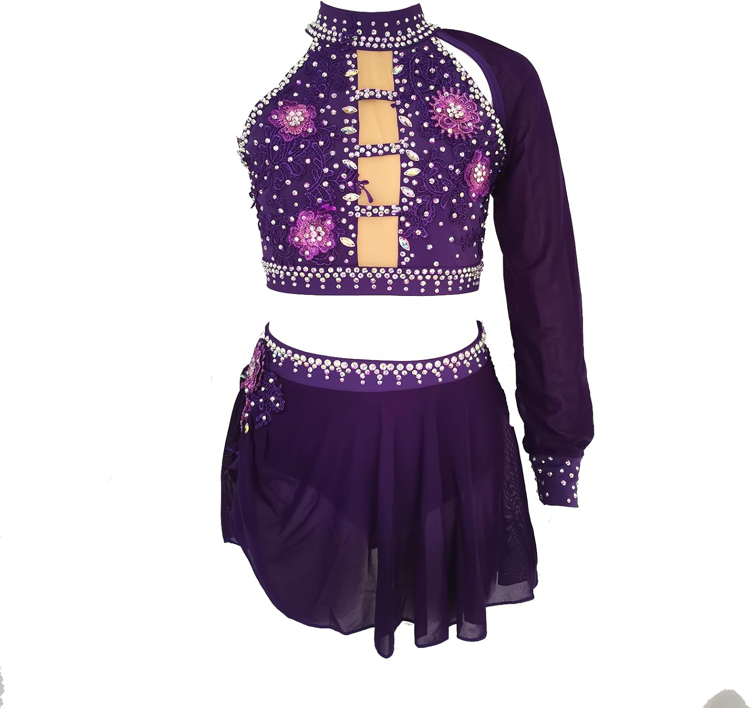 Purple Lyrical Dance Costume for Girls for Performance and Practice