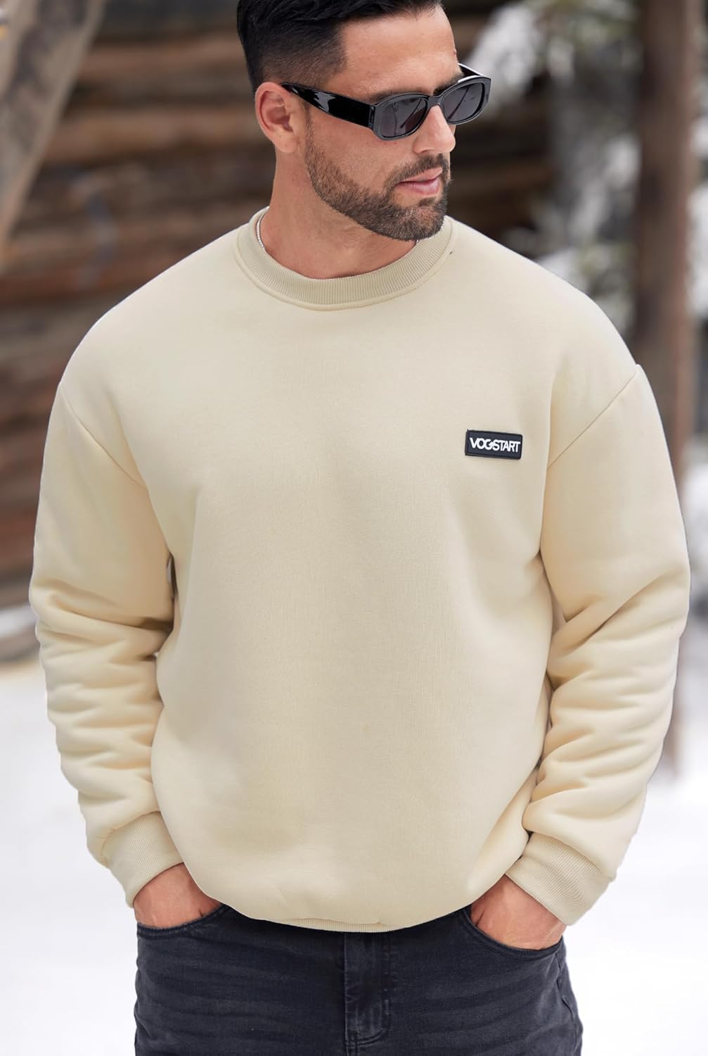 Men Sherpa-Lined Sweatshirt Thermal Winter Heavyweight Pullover(S-3XL) - Image 7