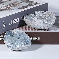 Vista 4 de Rockcloud Cristal curativo mineral celestita azul natural crudo geoda irregular para decoración del hogar, espécimen de 0.70 a 0.99 libras