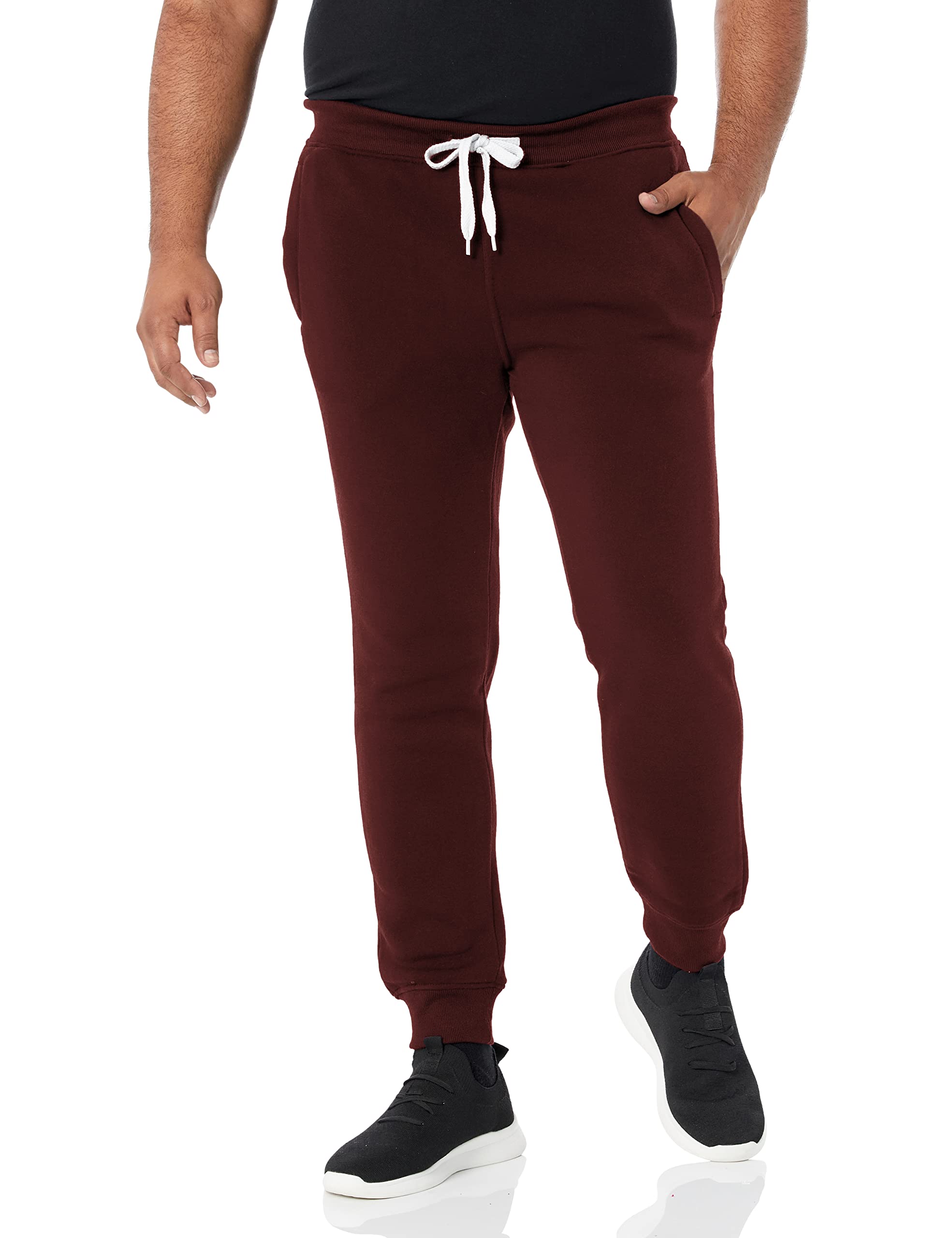 Southpole Men's 1570 Basic Active Fleece Jogger Sweatpants, Burgundy, Large