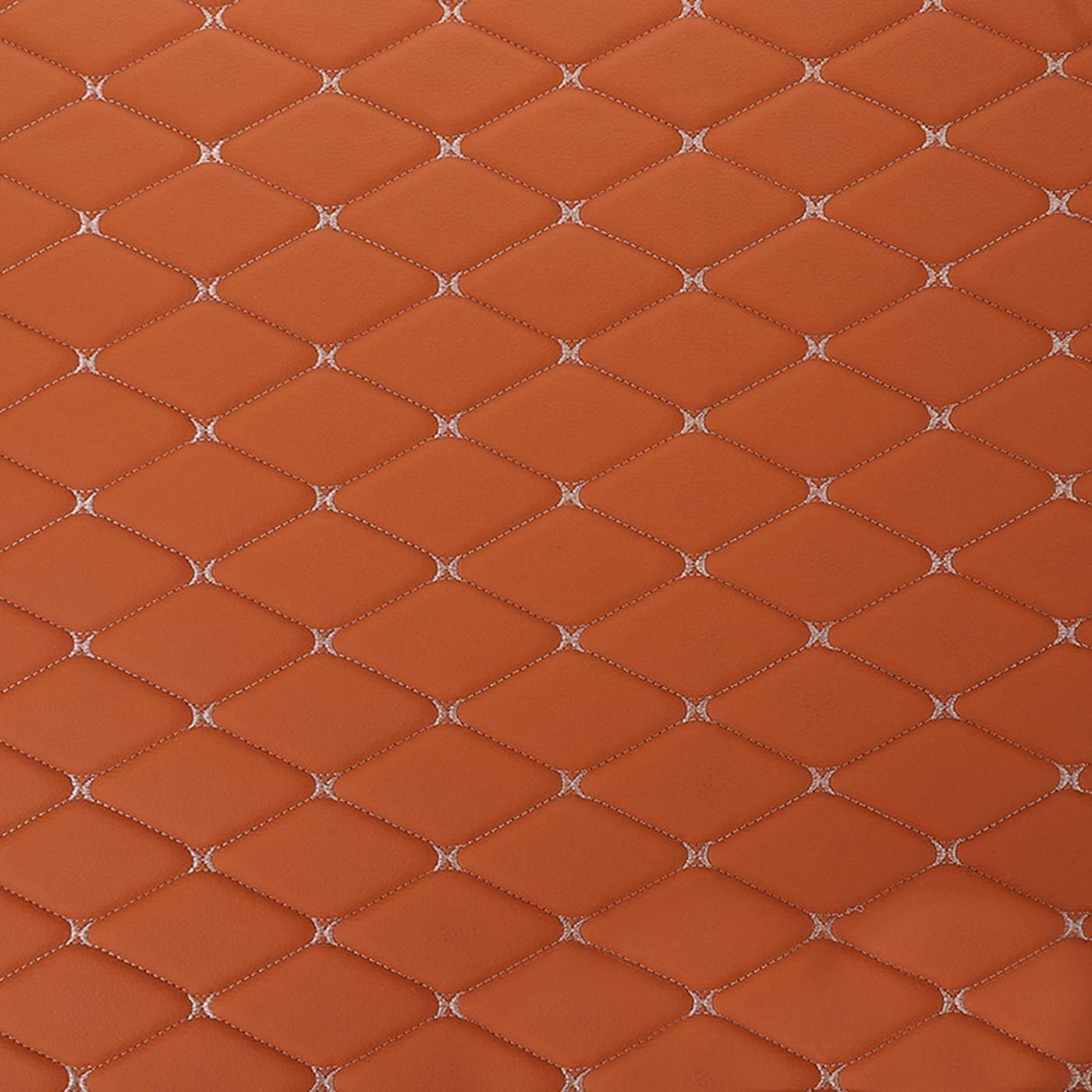 Quilted Foam Fabric 61 * 39.37 inch Faux Leather X Pattern Thick Sponge Backing Grain Texture DIY Upholstery headboard Car Headliner (Brown)