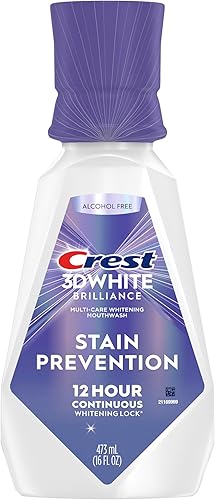 Crest 3D White Brilliance Stain Prevention Mouthwash/Rinse 473 mL- 12-Hour Stain Prevention, Alcohol Free