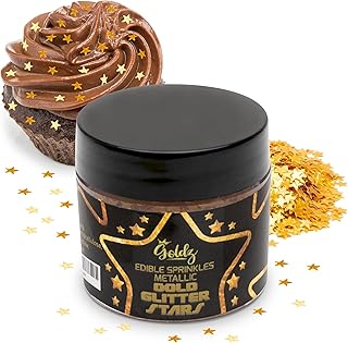 Goldz Edible Star Glitter – Metallic Edible Stars for Cake Decorating, Cake Decorations, Gold Star Sprinkles for, Gold Flakes – Dessert Toppers for Cakes, Cupcakes, Flakes and Cookies, 5grams