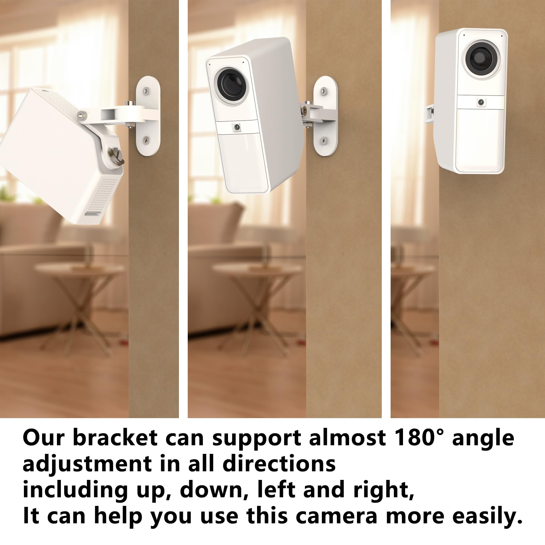 Zwolf Soporte de pared de metal ajustable compatible con cámara de seguridad inalámbrica SimpliSafe para interiores, vertical desde el techo o la pared, proporciona un mejor ángulo de visión (blanco,