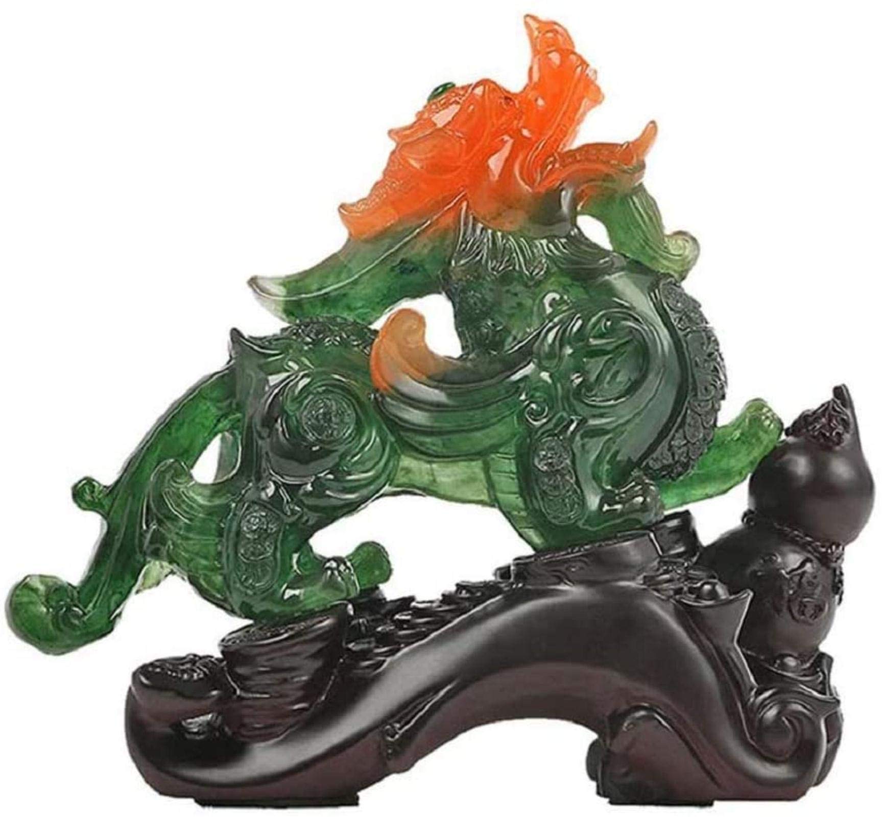 SBCGFY Ornaments For The Home Statues Collectible Sculptures Ornament Home Accessories Home Decoration Crafts Pair Of Green Pi Yao/Pi Xiu Statues Of Prosperity, Feng Shui Decoration Animal Goo