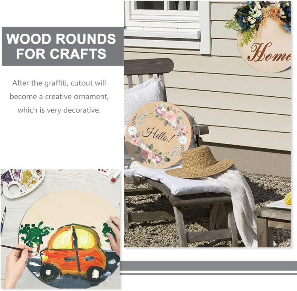 4 Sets Blank Wooden Door Sign DIY Painting Xmas Craft Board