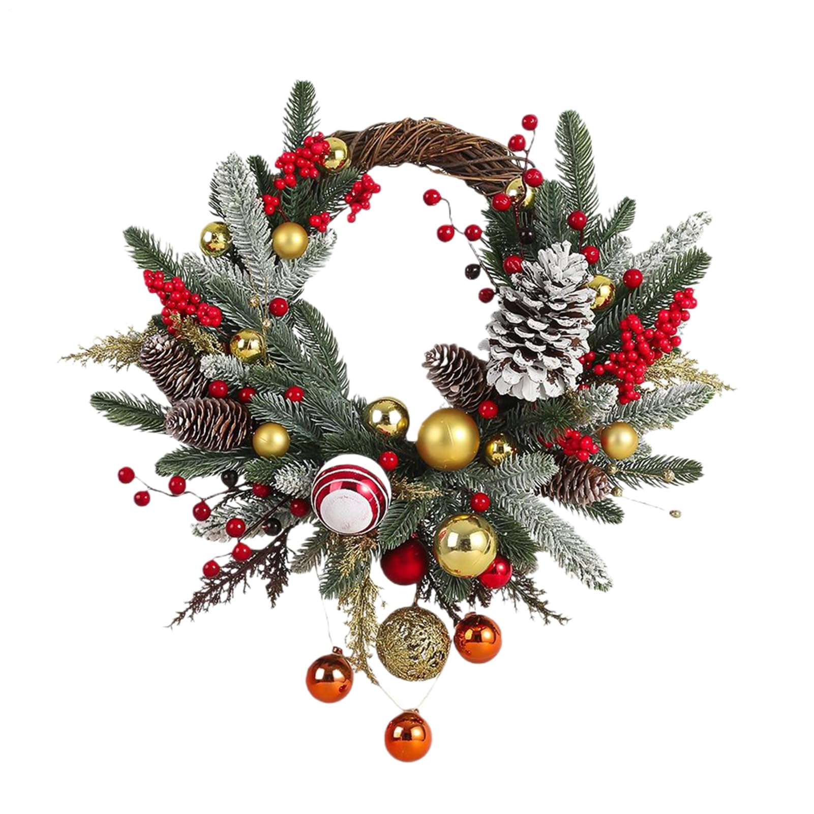 Corona de Navidad para Exterior Decoración con Guirnalda para Pared | Corona de Navidad para Puerta Exterior para Porche Garaje Exterior Interior Ventana Casa Boda Chimenea Gabinete