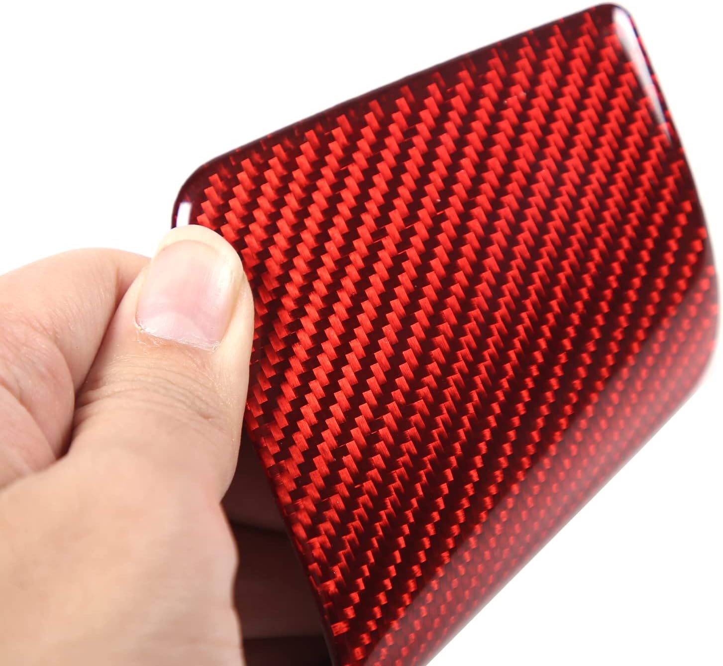 Soft Black Carbon Fiber 3D Sticker Car Interior Sun Visor Trim Panel Sticker,for Nissan 350Z 2003 2004 2005 2006,Inner Cosmetic Mirror Decorative Panel Molding Sticker Accessories (Red Carbon Fiber)
