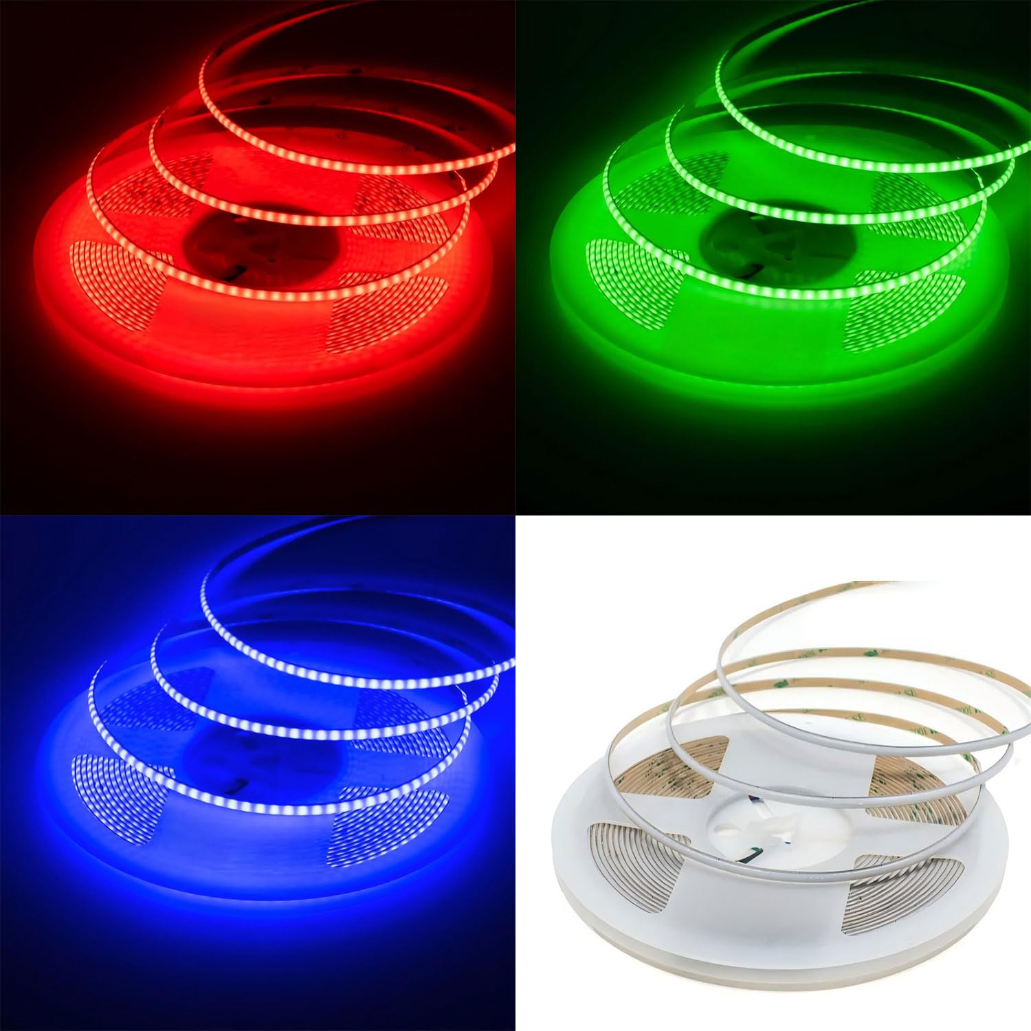 LumiyaHalo 24V 5mm RGB COB LED Strip Light,5M 576LEDs/M High Density Bright Dotless Light Strip RGB Colour Changing Stick On LED Lights for Bedroom, Party, Club,DIY Decoration