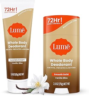 Whole Body Deodorant - Invisible Cream Tube and Solid Stick - 72 Hour Odor Control - Aluminum Free, Baking Soda Free, Skin Loving - 3.0 Ounce Tube and 2.6 Ounce Solid Stick Bundle (Vanilla Bliss)