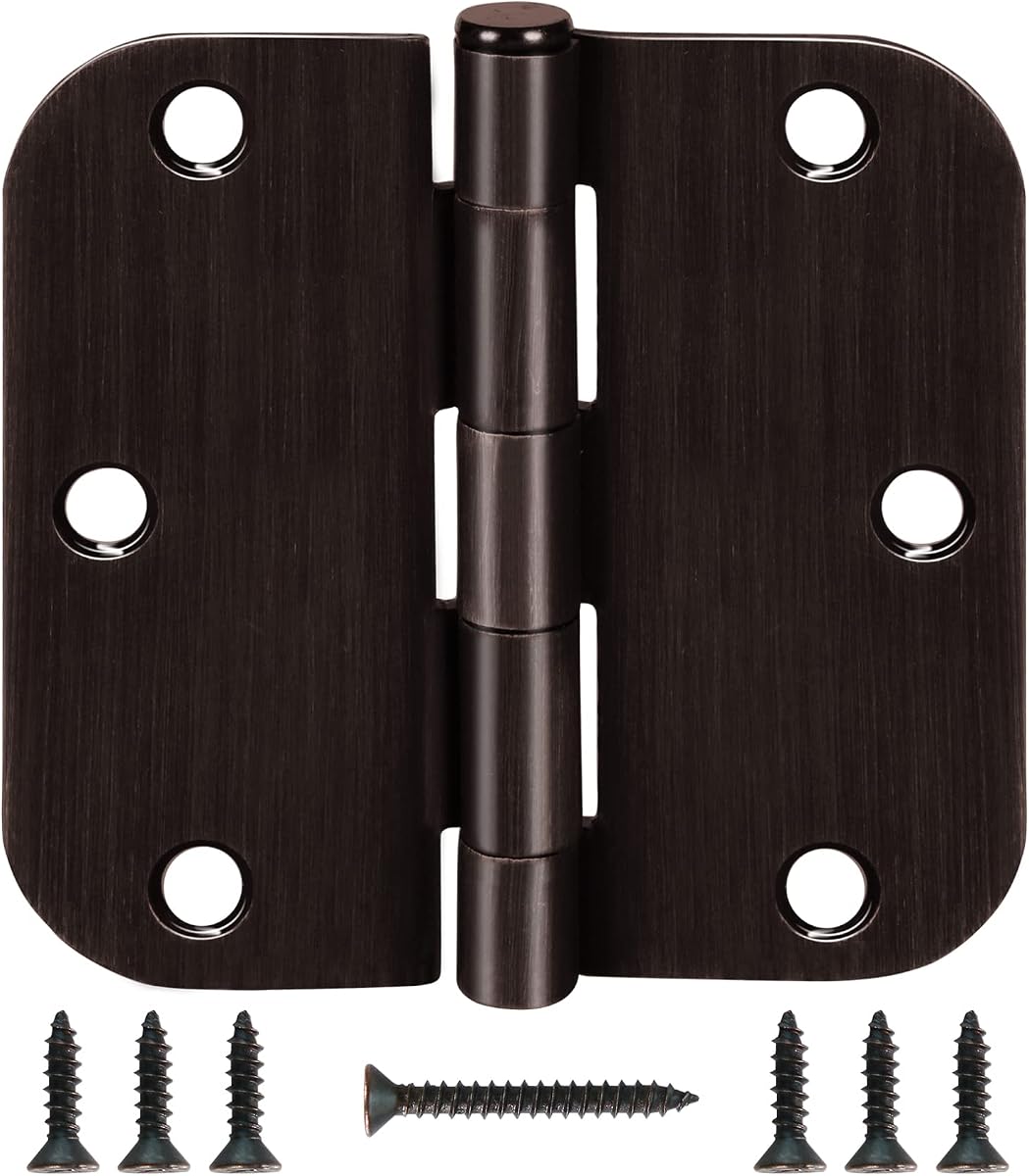 TDCHINGES Residential Oil Rubbed Bronze Door Hinges 3.5 Inch X 3 1/2" 5/8" | 30 Pack Round Exterior Interior Standard Bifold Lightweight Wood Doors Bedroom Office Rental Laundry Attic Dorm Home Hardware