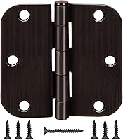 Vista 1 de Bisagra de puerta de 3 1/2 pulgadas, paquete de 12 bisagras redondeadas para puerta, bronce aceitado, bisagras de 3.5 x 3.5 pulgadas para puertas