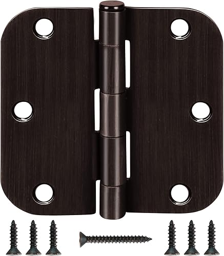 Bisagra de puerta de 3 12 pulgadas, paquete de 12 bisagras redondeadas para puerta, bronce aceitado, bisagras de 3.5 x 3.5 pulgadas para puertas