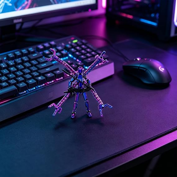 3D Printed T13 Fully Assembled Action Figure Multi Joint Articulated Dummy 13 Model Toy for Collectors Game Lovers or Present Fans Desktop Decor Collecting and Easter Gifts (Red Blue)
