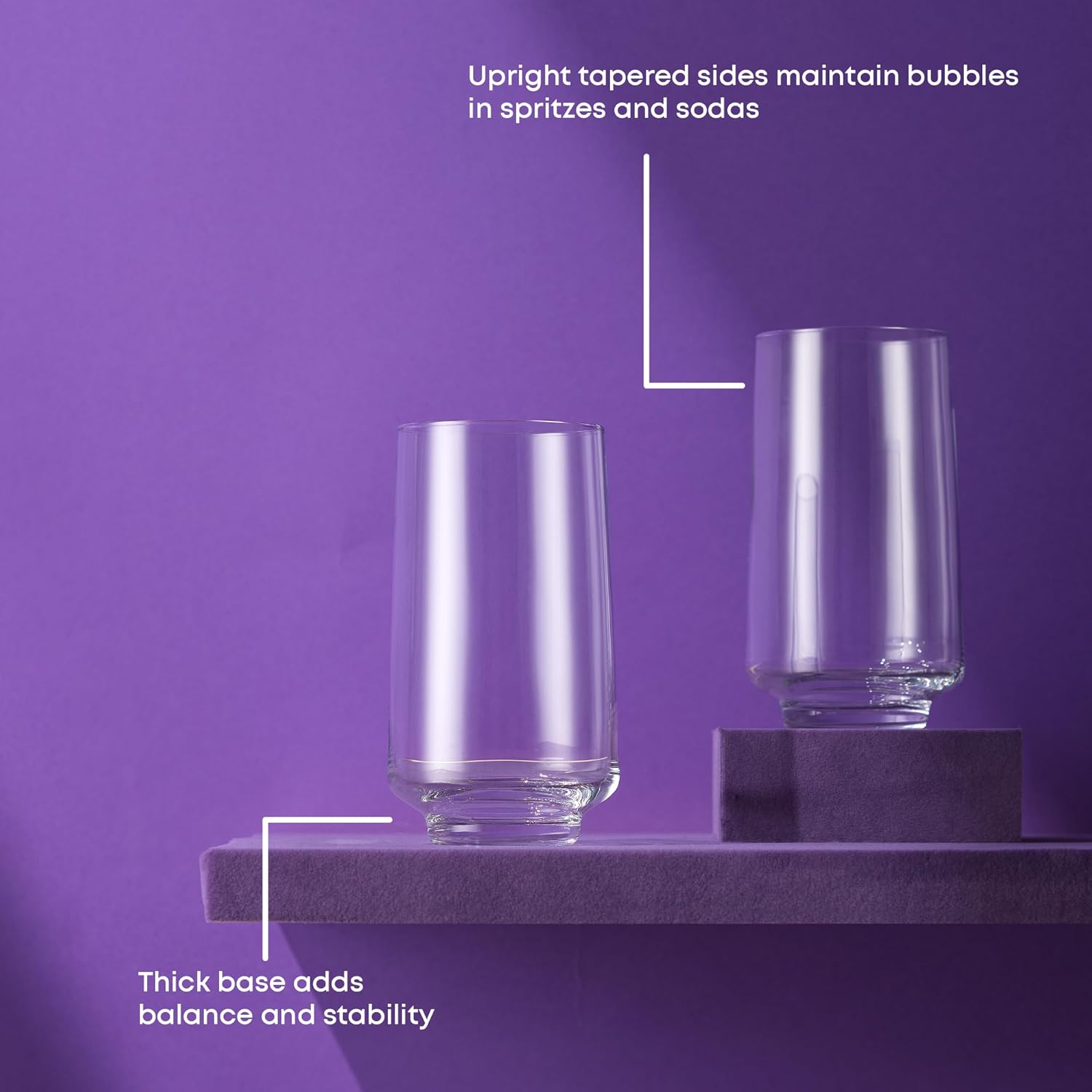 JoyJolt Sidney Highball Glasses Set of 4 | 16 oz Drinking Glasses for Water, Soda, Cocktail, Mojito, Tom Collins | Tall Glass Cups | Home Bar Glass Set | Premium Crystal Barware Made in Europe - Image 3