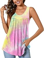 Vista 1 de CATHY - Camiseta sin mangas de verano para mujer, estilo casual, plisada, holgada, cómoda