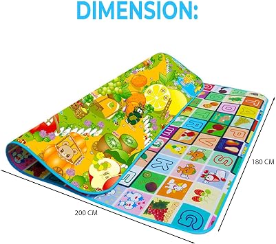 Crystals Kids Play Mat Foldable - Baby Play Mats for Floor Play - Double Sided Soft Foam Playmate with Carry Bag - Non Slip Crawling Matt for Toddler Newborn Babies, Large 200 x 180 cm