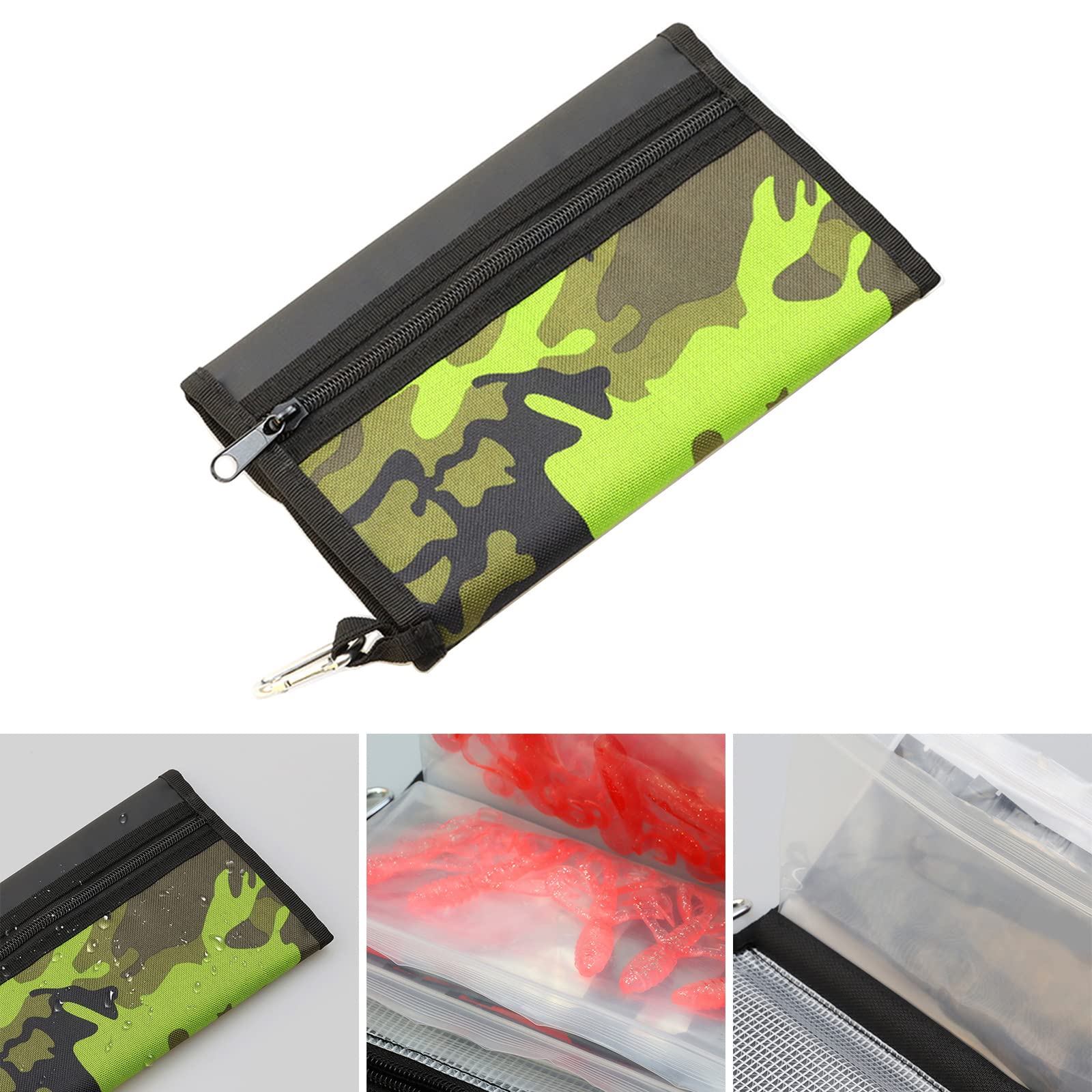 FGDTREE Froiny Fishing Soft Lure Storage Bag Waterproof Fishing Baits Binder Fly Fishing Leader Tackle Wallet Bag with Carabiner Fishing Tackle Backpack