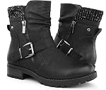 Hawkwell Women's Combat Boots Side Zipper Buckle Fashion Ankle Booties