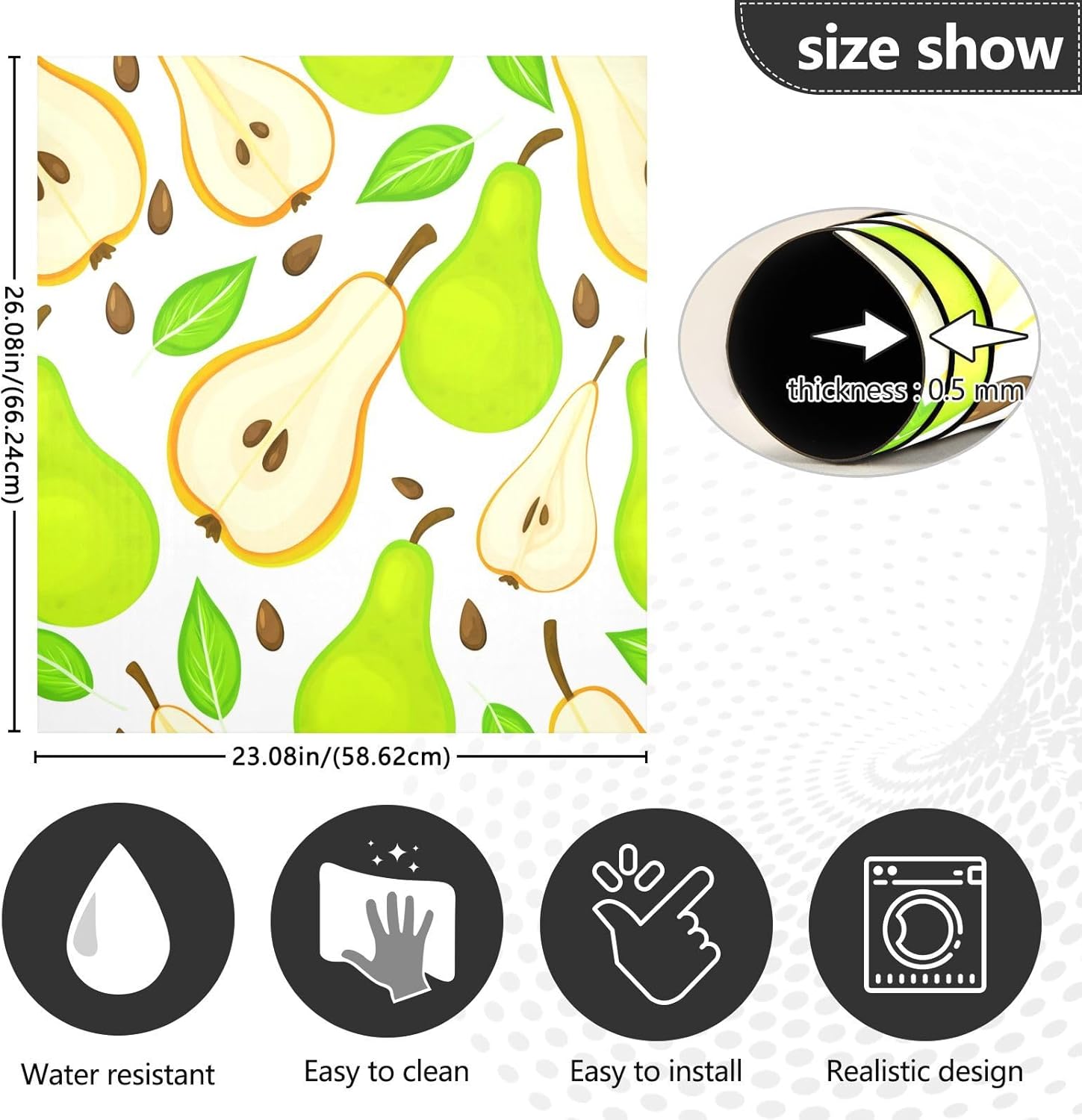 Pear Dishwasher Magnet Cover for Washers Fridge Panel Decal Cover Washing Machine Cabinet Reusable Dishwasher Door Covers Decorative-23"W x 26" H Inch