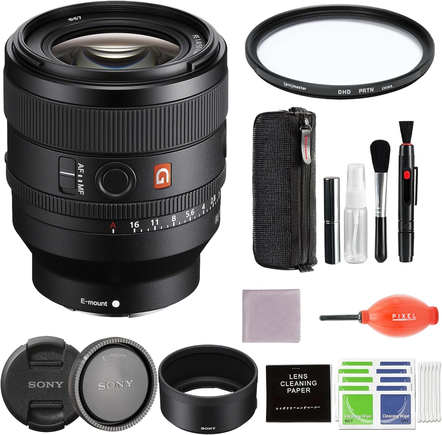 FE 50mm f/1.4 GM Lens Bundle with 67mm Digital HD Filter, Cleaning Kit & More | Sony 50mm 1.4