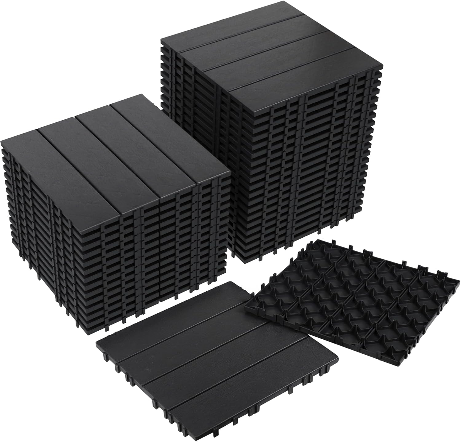 Neoaider 36PCS Plastic Interlocking Decking Tiles 12" x 12", 36 sq. ft Waterproof Outdoor Flooring All-Weather, Patio Floor Decking Tile for Garden Porch Poolside Balcony Backyard, Dark Grey