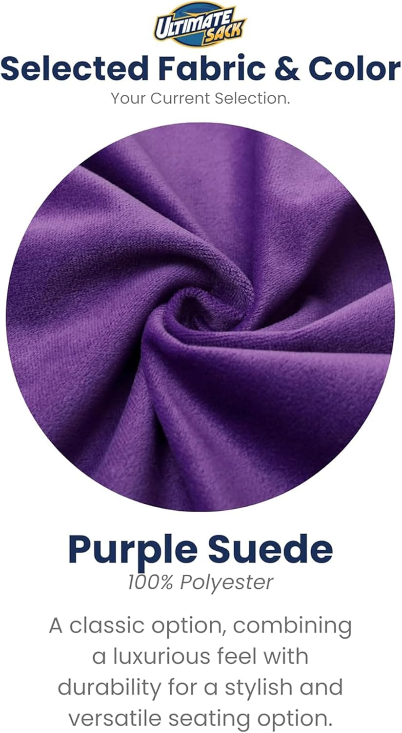 ULTIMATE SACK 30-Inch Kids Bean Bag Chair, Purple Suede Cover – Oversized Foam Lounger, Small Floor Seat, Reading Sofa, or Nap-Friendly Couch Bed for Playroom, Bedroom, or Living Room