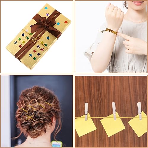 Miniatura 4 de 4 cuerdas de cabello de 16.4 ft para trenzas, accesorios de cabello, cuerda para trenzar rastas, cuerda trenzada de oro plateado y dorado, cuerda