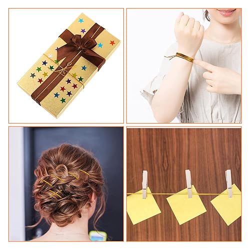 Miniatura 4 de 4 cuerdas de cabello de 16.4 ft para trenzas, accesorios de cabello, cuerda para trenzar rastas, cuerda trenzada de oro plateado y dorado, cuerda