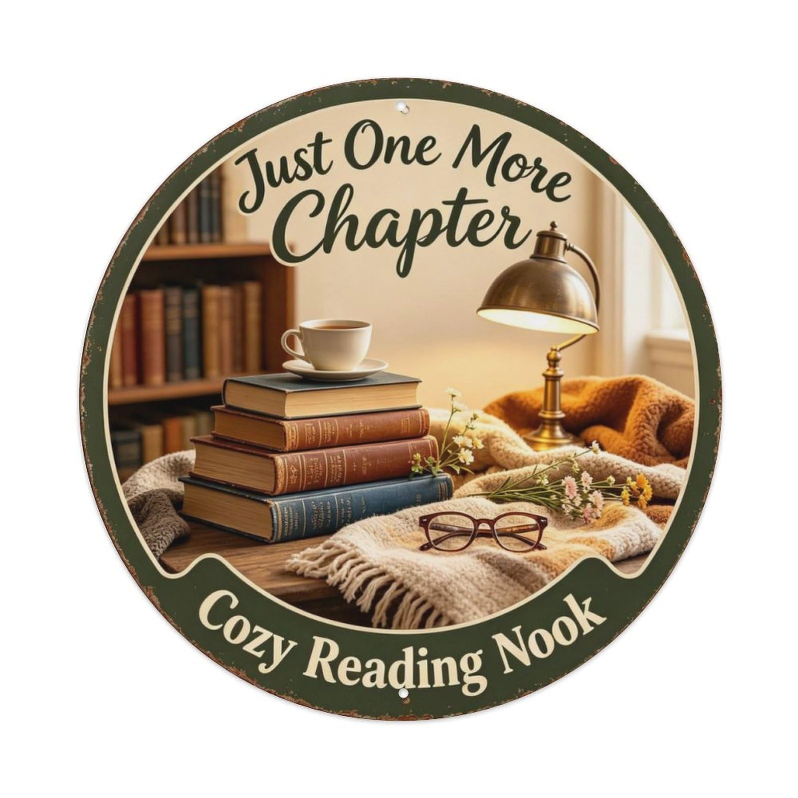 Cozy Reading Nook Metal Tin Sign Plaque