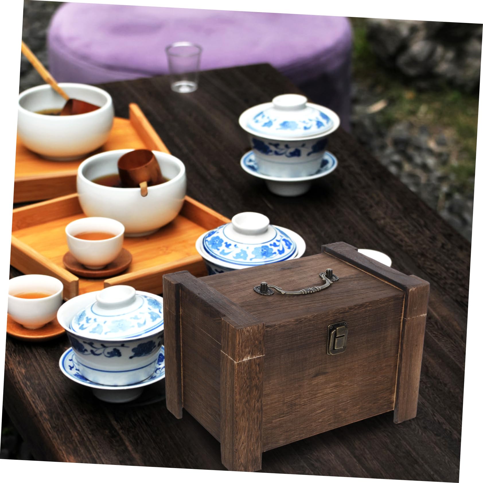 SOLUSTRE Caja de Almacenamiento de Té de Madera de Pino 24, 5x16, 5 X 17