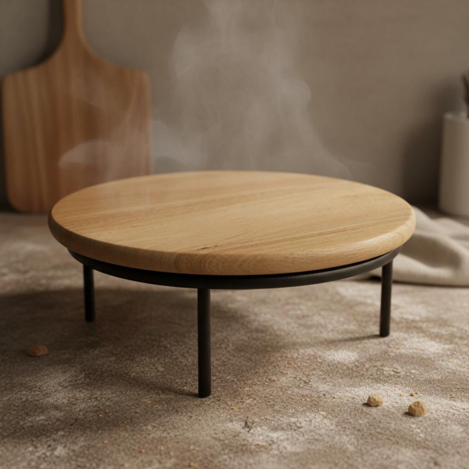 Qianly Alzatina per Pizza in Design in Legno Elegante Espositore per Dolci Stile Rustico Multiuso Porta Cupcake Rustico per Ristoratori, Brunch, Pasticceria, 30CM, Rovere Scanalato