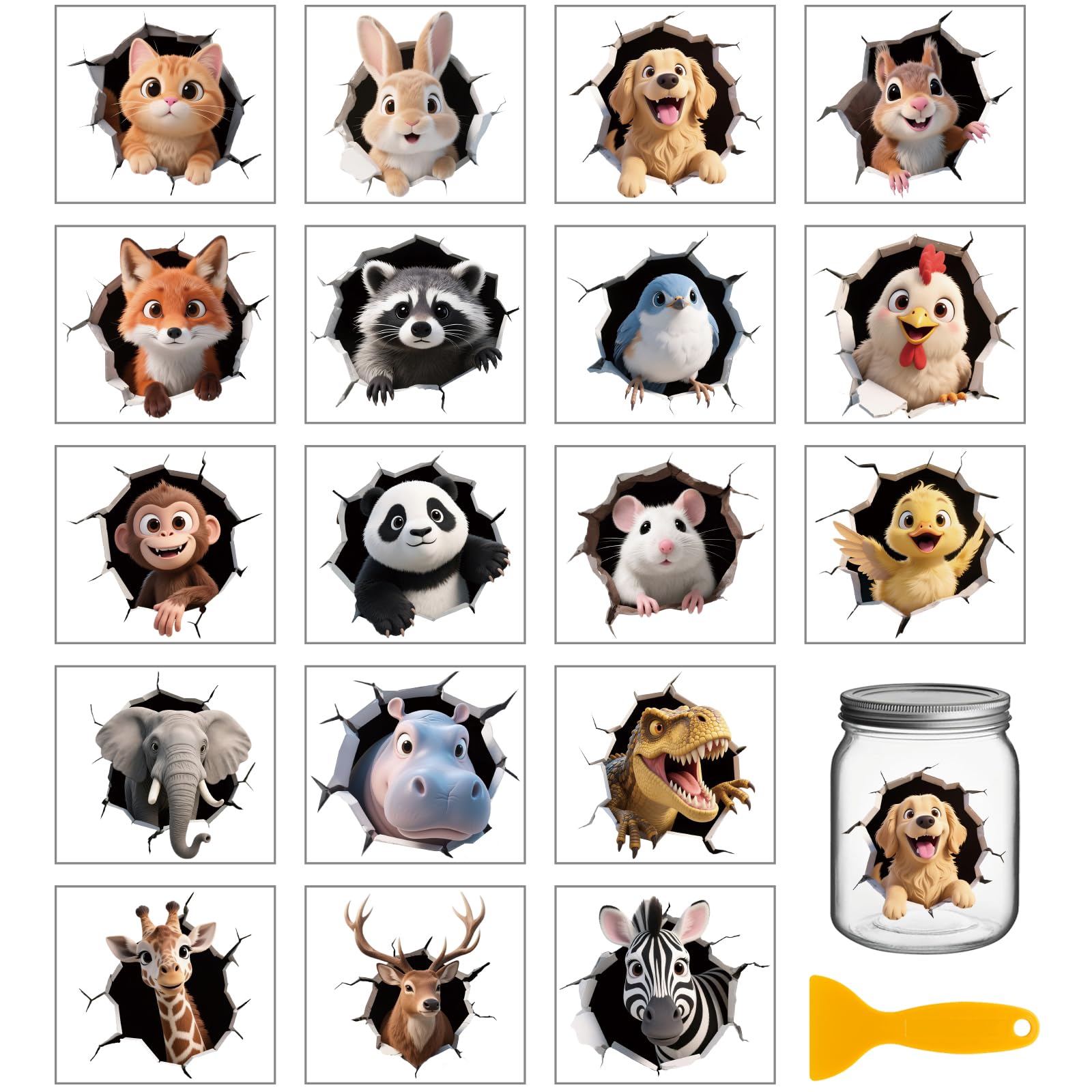 GLOBLELAND 18 Sheets Cave Breaking Animals Rub on Transfers for Crafts — image 1