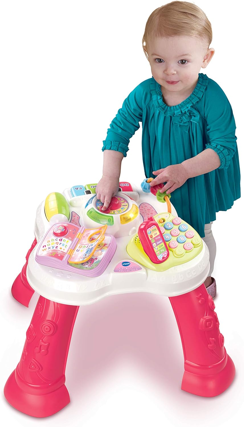 VTech Play & Learn Baby Activity Table, Baby Play Centre, Educational Baby Musical Toy with Shape Sorting, Sound Toy with Music Styles for Babies & Toddlers from 6 Months+, Boys & Girls, Pink