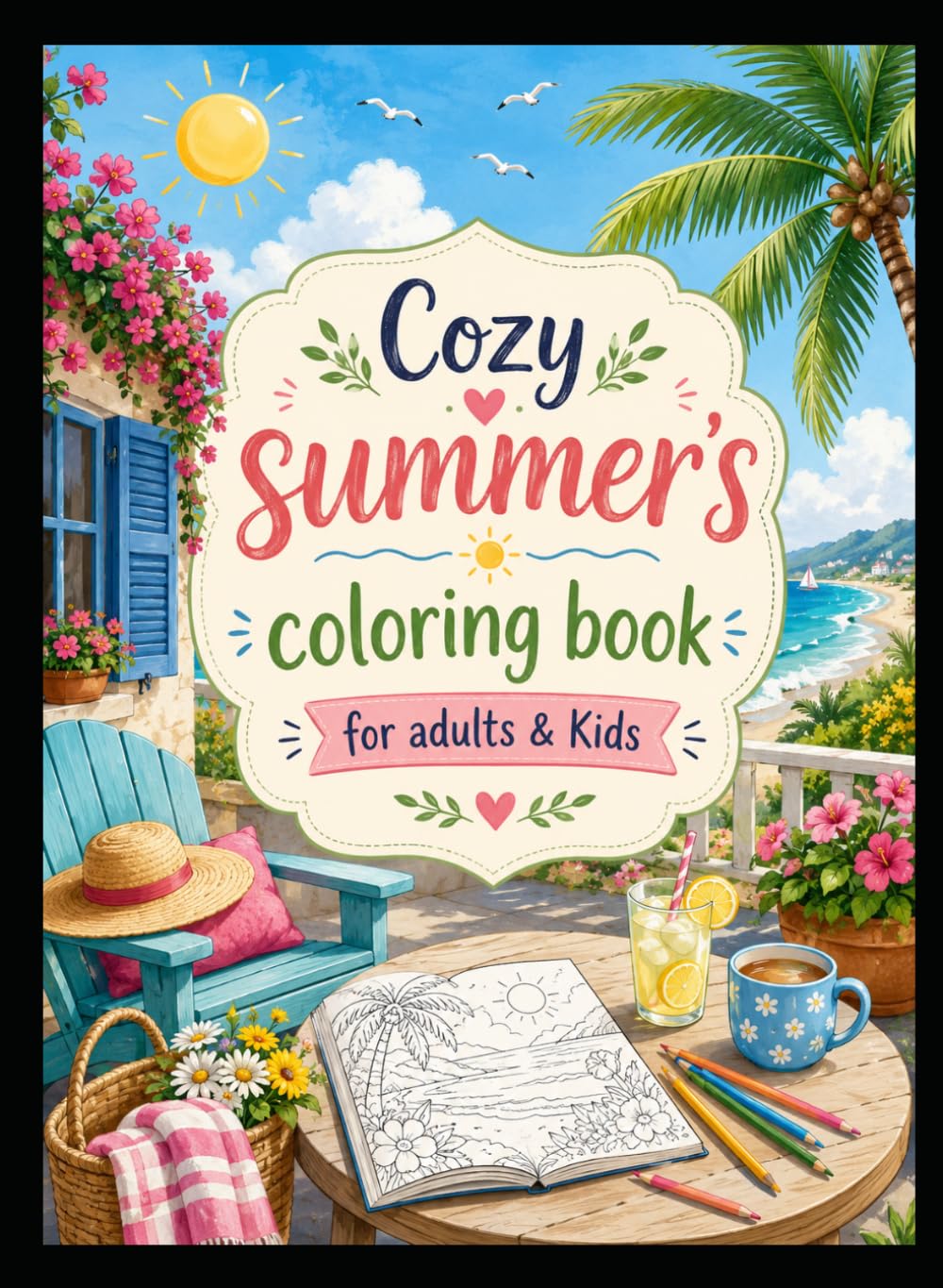Cozy summer's coloring book for adults & kids