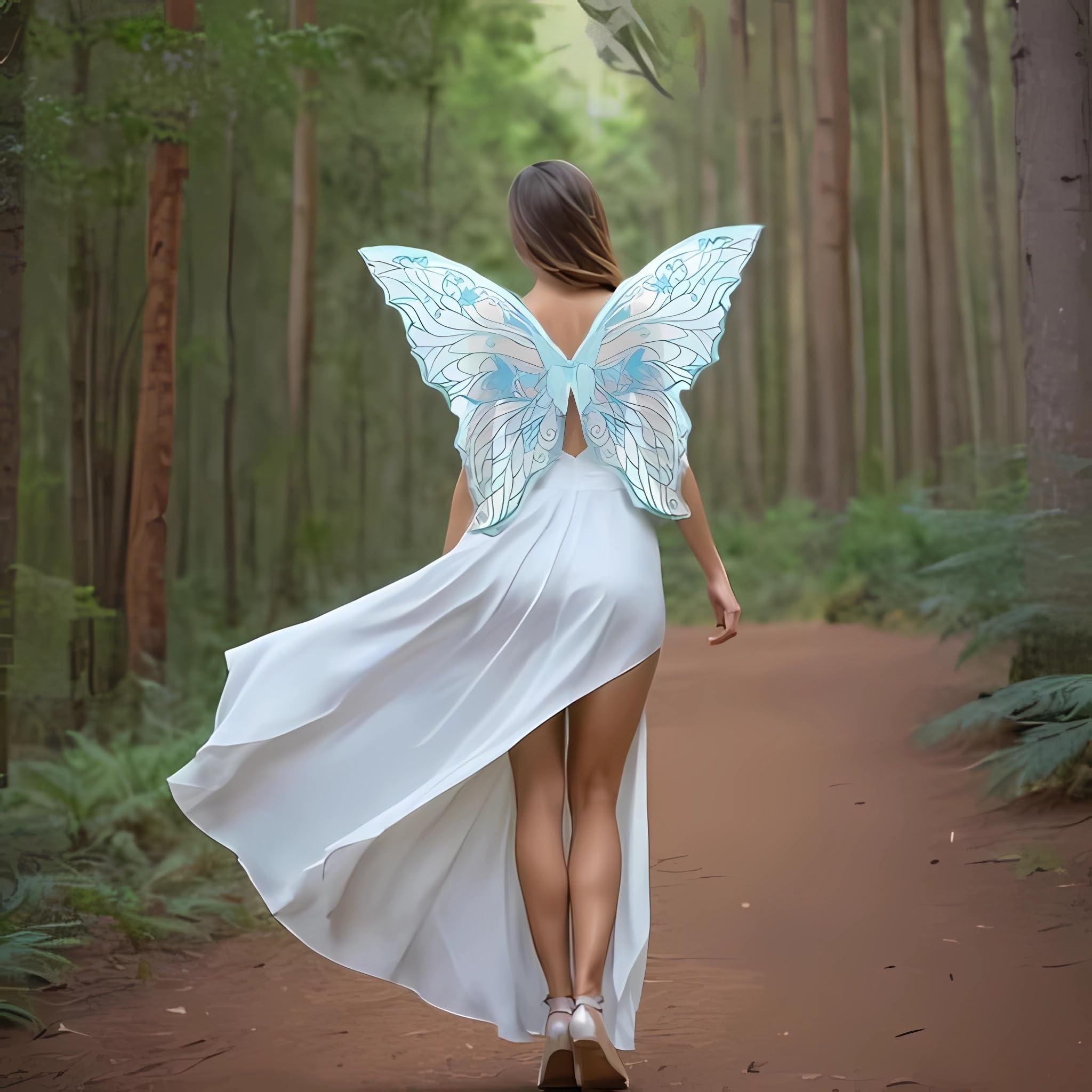 Amazon.com: Fairy Wings for Adults, Fairy Costume Set with Floral Garland,  Fairy Hair Tinsel, Wand & Elf Ears  31.5"x21.6" Organza Butterfly Wings   Ideal for Cosplay, Party, Blue : Clothing, Shoes