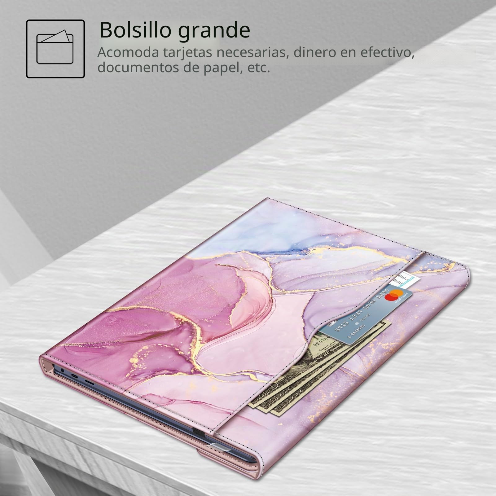 FINTIE Funda para Samsung Galaxy Book2 Pro 360 NP950QED/Galaxy NP950XED/Galaxy Book NP950QDB/Galaxy NP950XDB de 15,6 Pulgadas, Funda de Piel sintética Premium, G-Marble