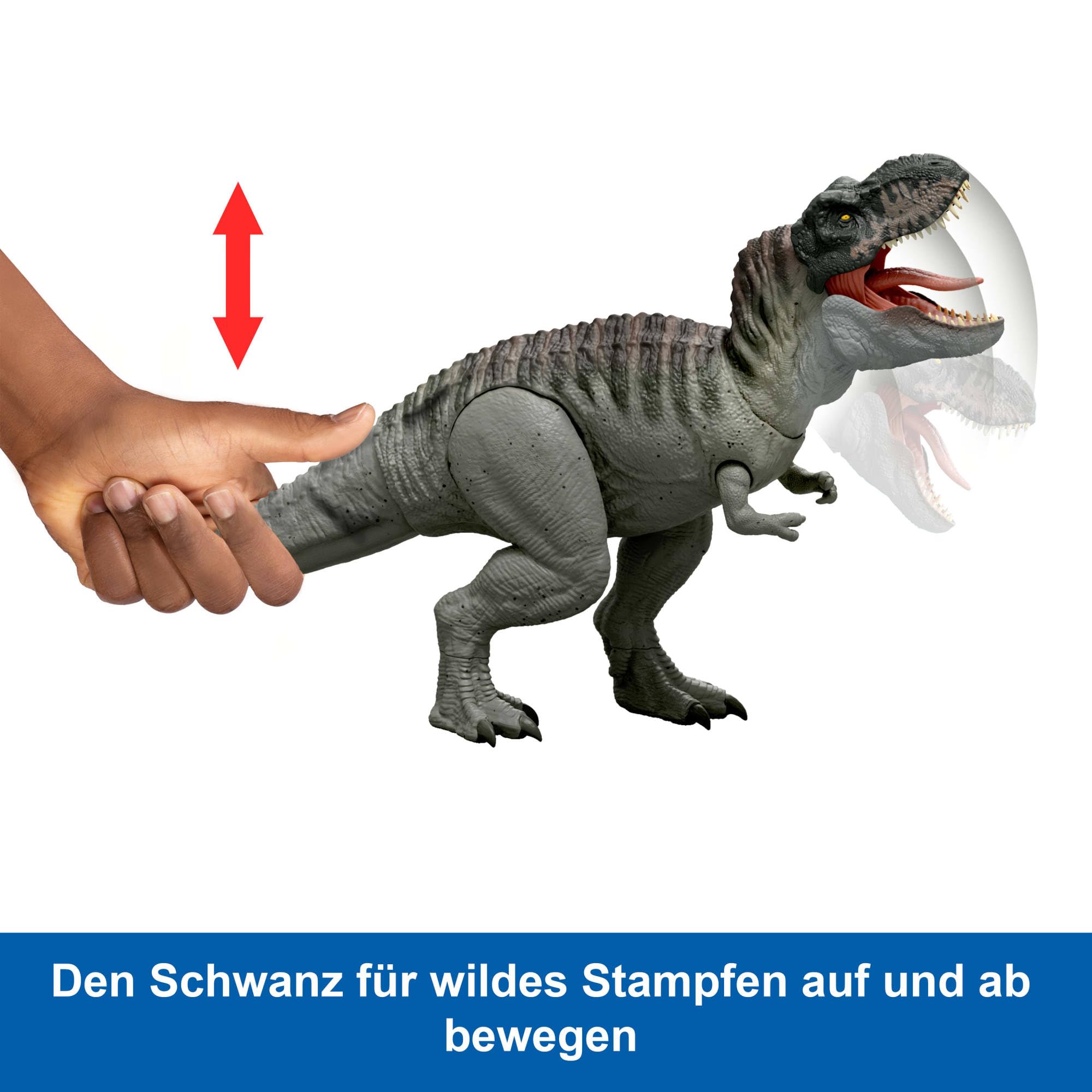 Mattel Jurassic World: Die Wiedergeburt Power-Fresser Tyrannosaurus Rex Dinosaurierfigur – mit zungenaktivierter Beiß-Attacke, Licht & Sound, digitalem Spielspaß, JGB50