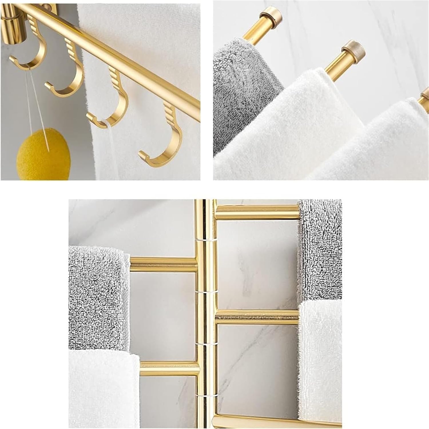Swivel Towel Rack， Folding Arm Swivel Hanger Bathroom Storage Organizer Rustproof Wall Mount(C,3Bars)