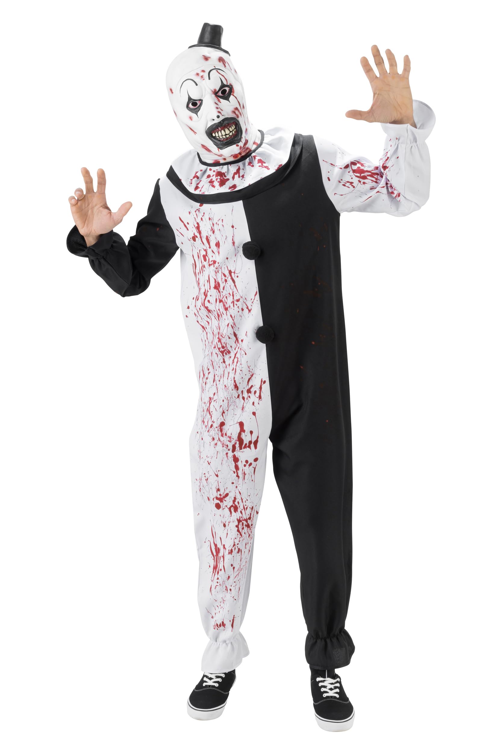 Chaks - kombinezon klauna Art, kombinezon klauna, kostium horrorowy | Oficjalny strój Terrifier, czarno-biały, kombinezon klauna, strój cosplayowy na Halloween i karnawał