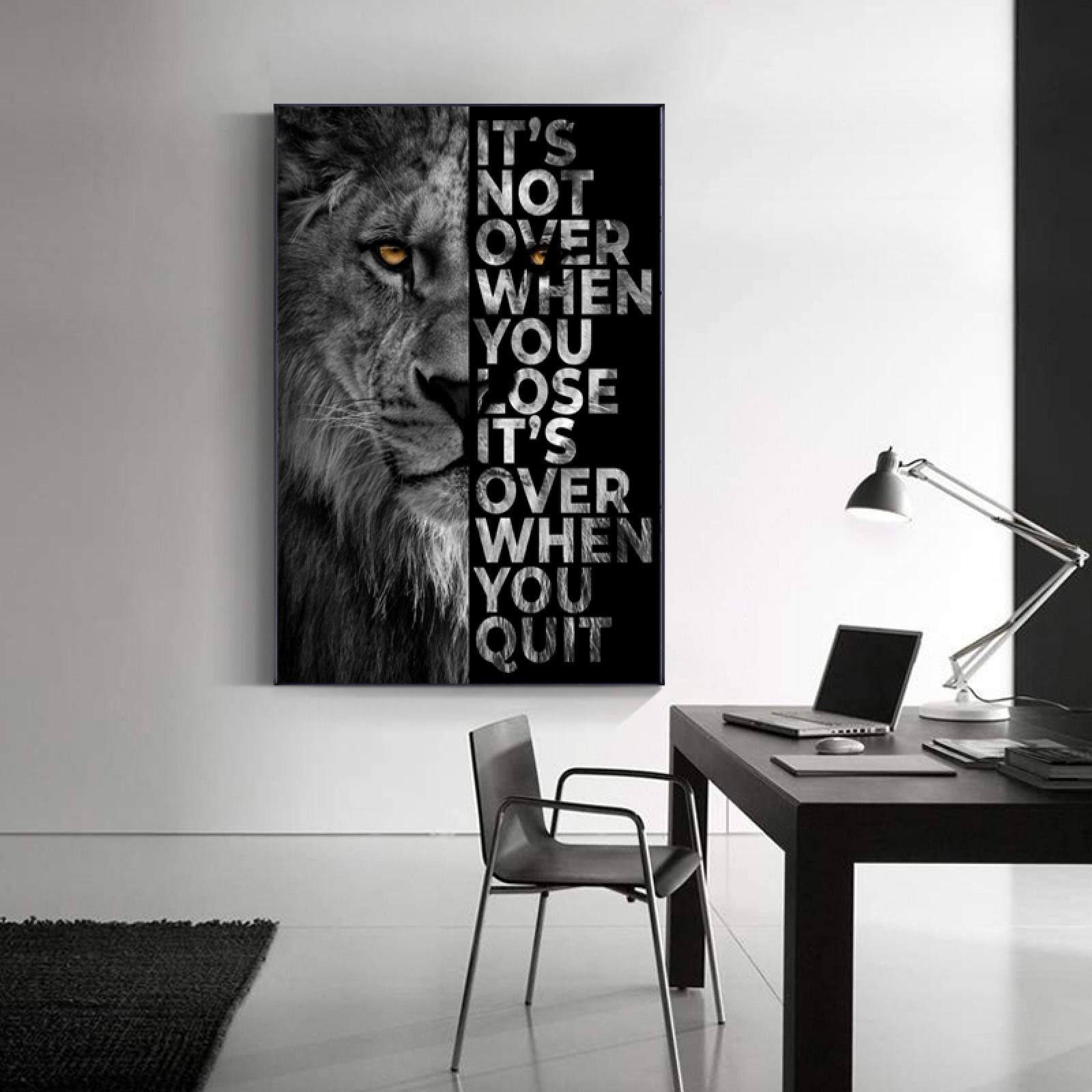 Office Inspirational Wall Art Poster Motivational Quote It's not over When You lose, It's not over When You Quit Canvas Prints 40X60cm/16x24inch -No-Frame