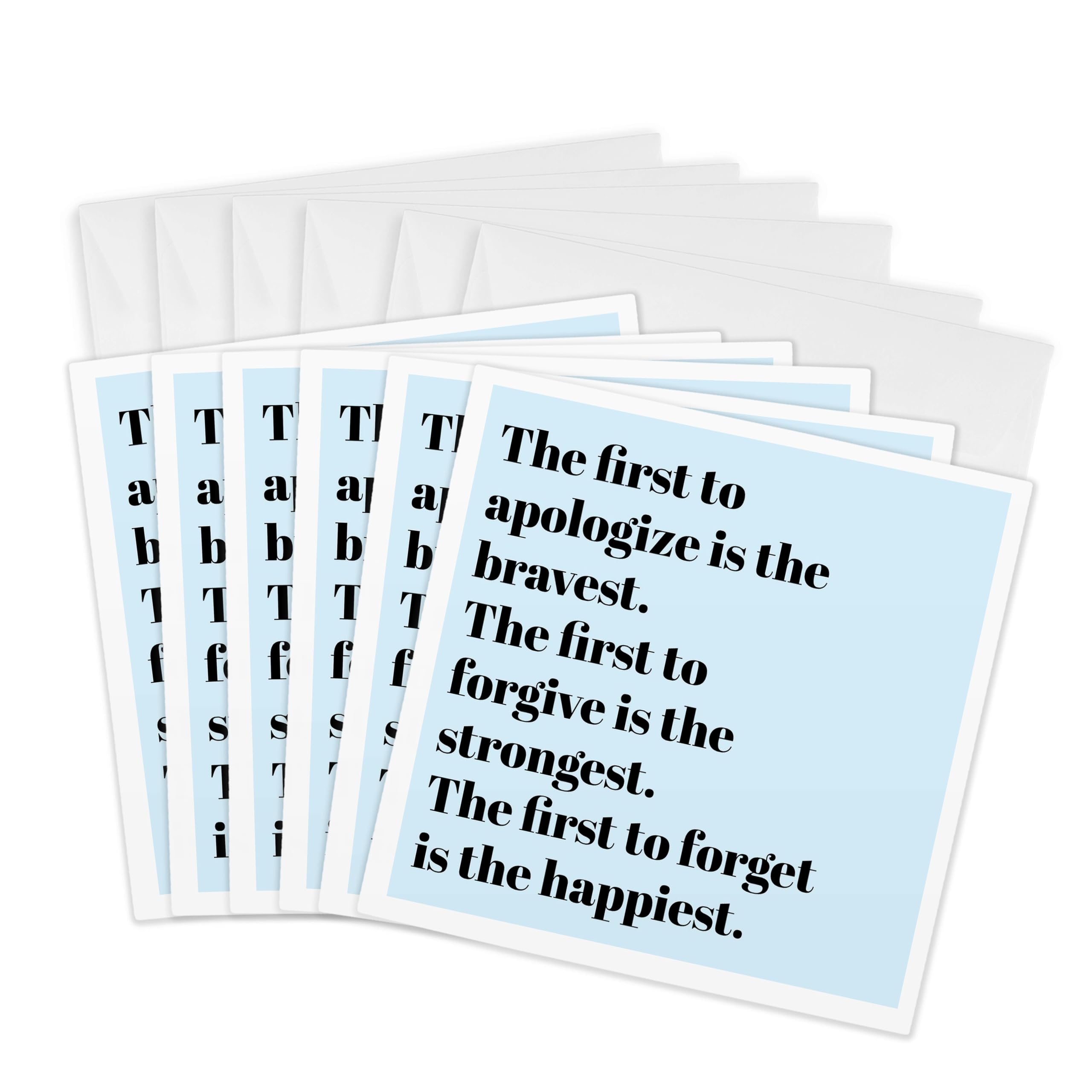 3dRose gc_265915_1 6 x 6-Inch "Apologize, Forgive, Forget, Black Lettering on a Blue Background" Greeting Card (Pack of 6)